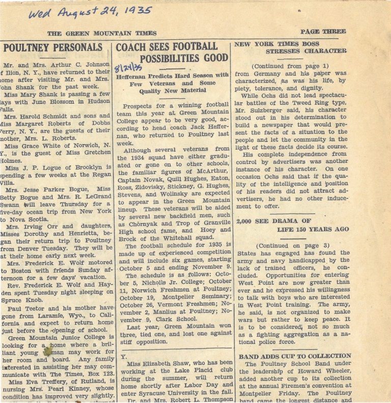 Using the Resources of Our Library Pathways to Poultney's Past