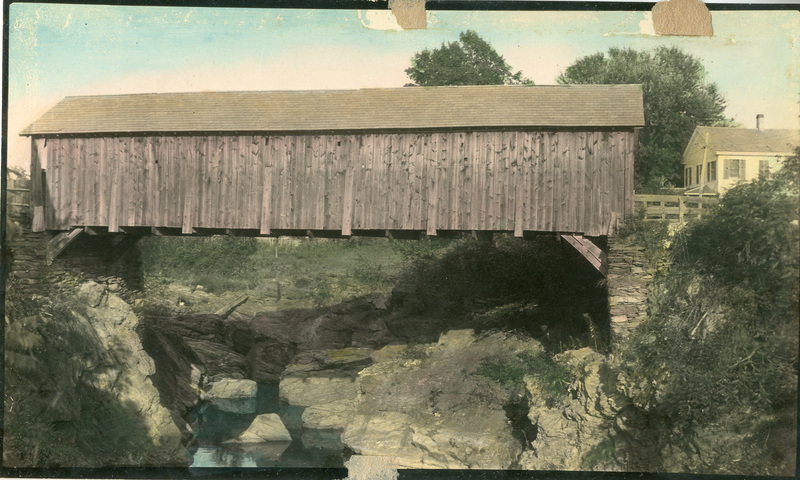 An historical photo of the Old Covered Bridge in East Poultney, Vermont.